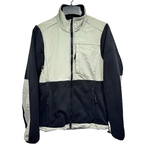 Exotic Identity Black Fleece and Khaki Colorblock Zip Front Jacket Size Small